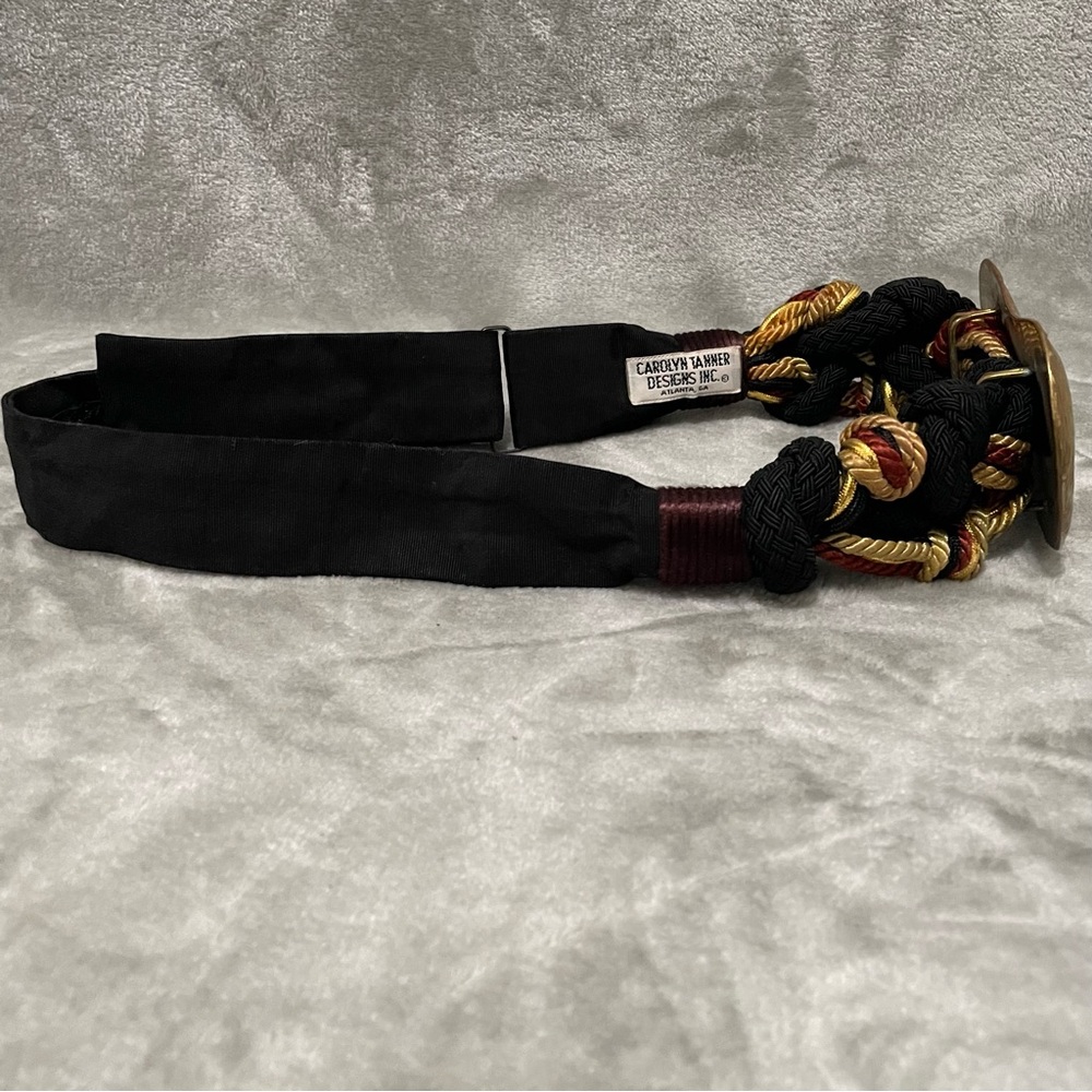 Vintage Carolyn Tanner Braided Black Belt Gold Metal Accent Statement Waist Belt - Picture 3 of 10